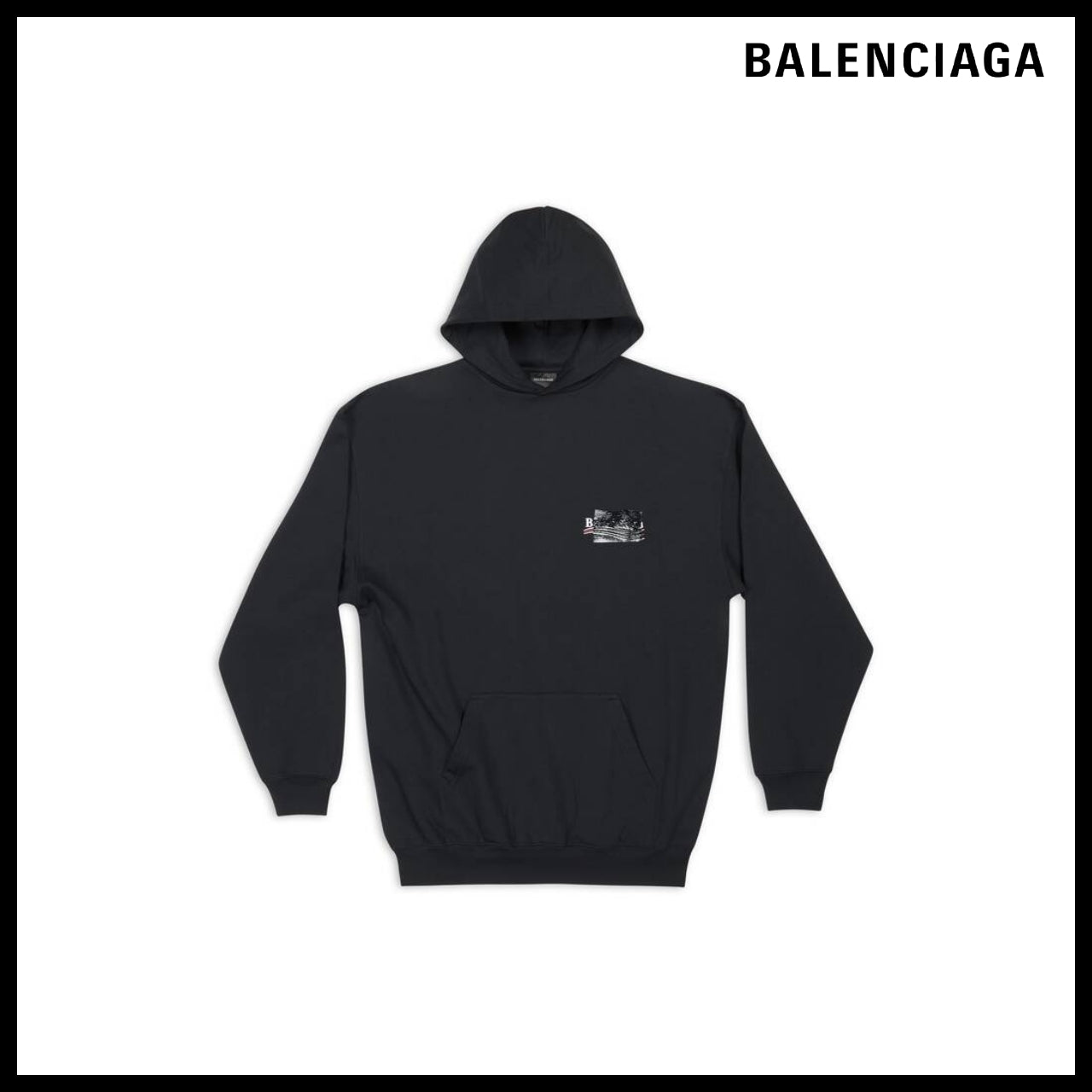 【BALENCIAGA】Black Gaffer Hoodie Medium Fit