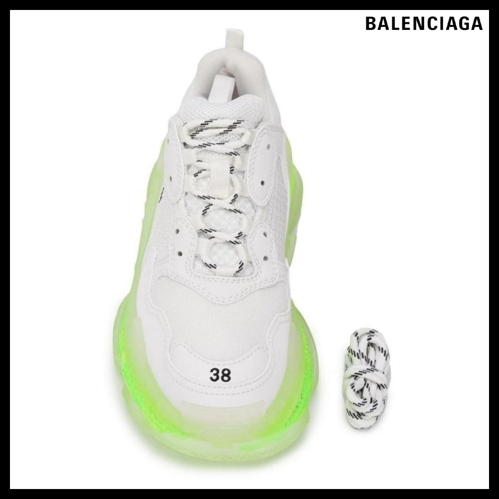 【Balenciaga】White Triple S Leather And Mesh Sneakers