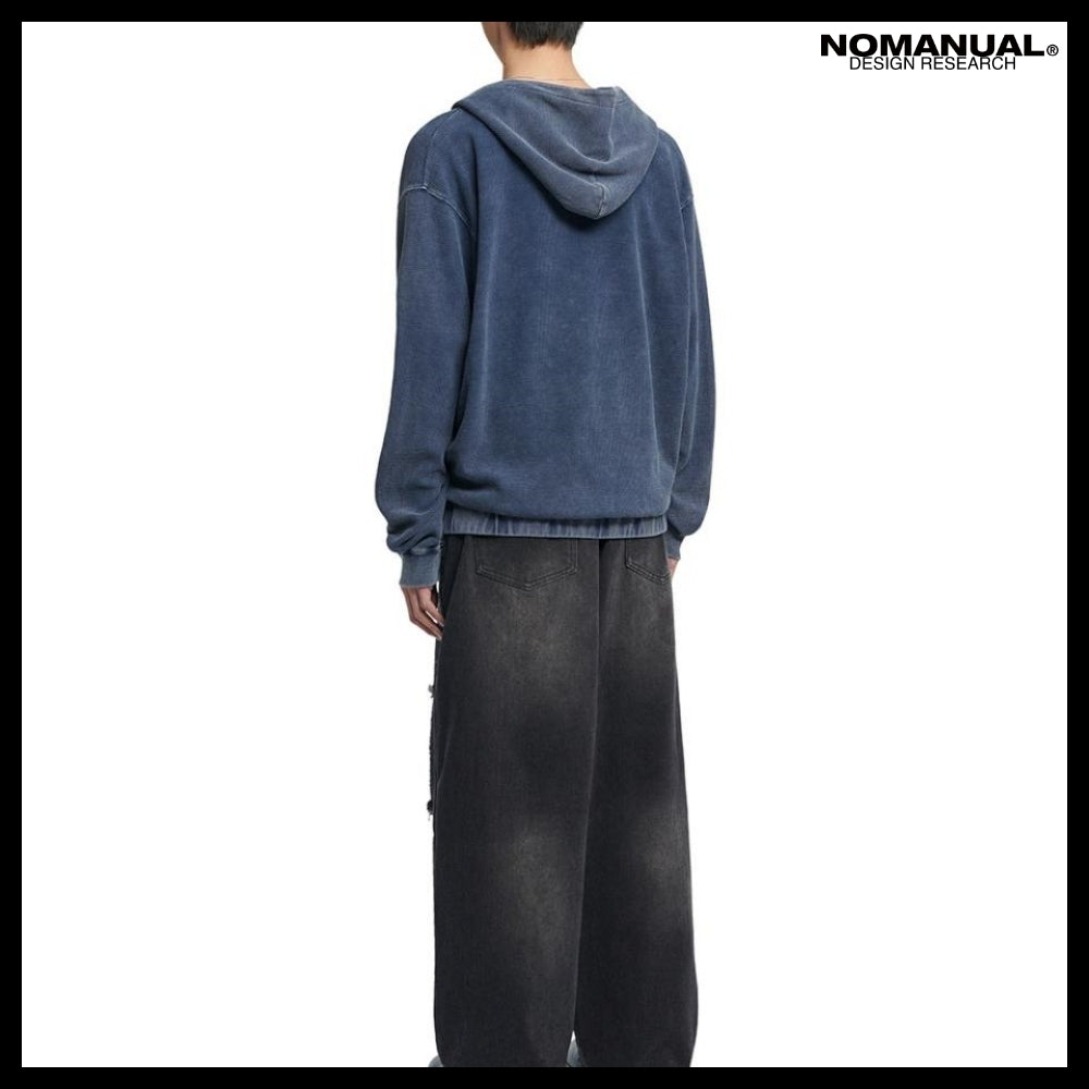 【NOMANUAL】VINTAGE WAFFLE HOODED ZIP UP 2 Colors