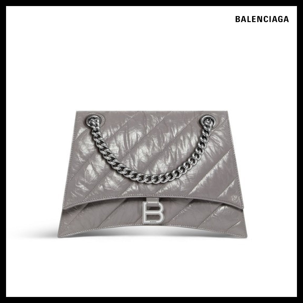 【BALENCIAGA】Crush Medium Chain Bag Dark Grey