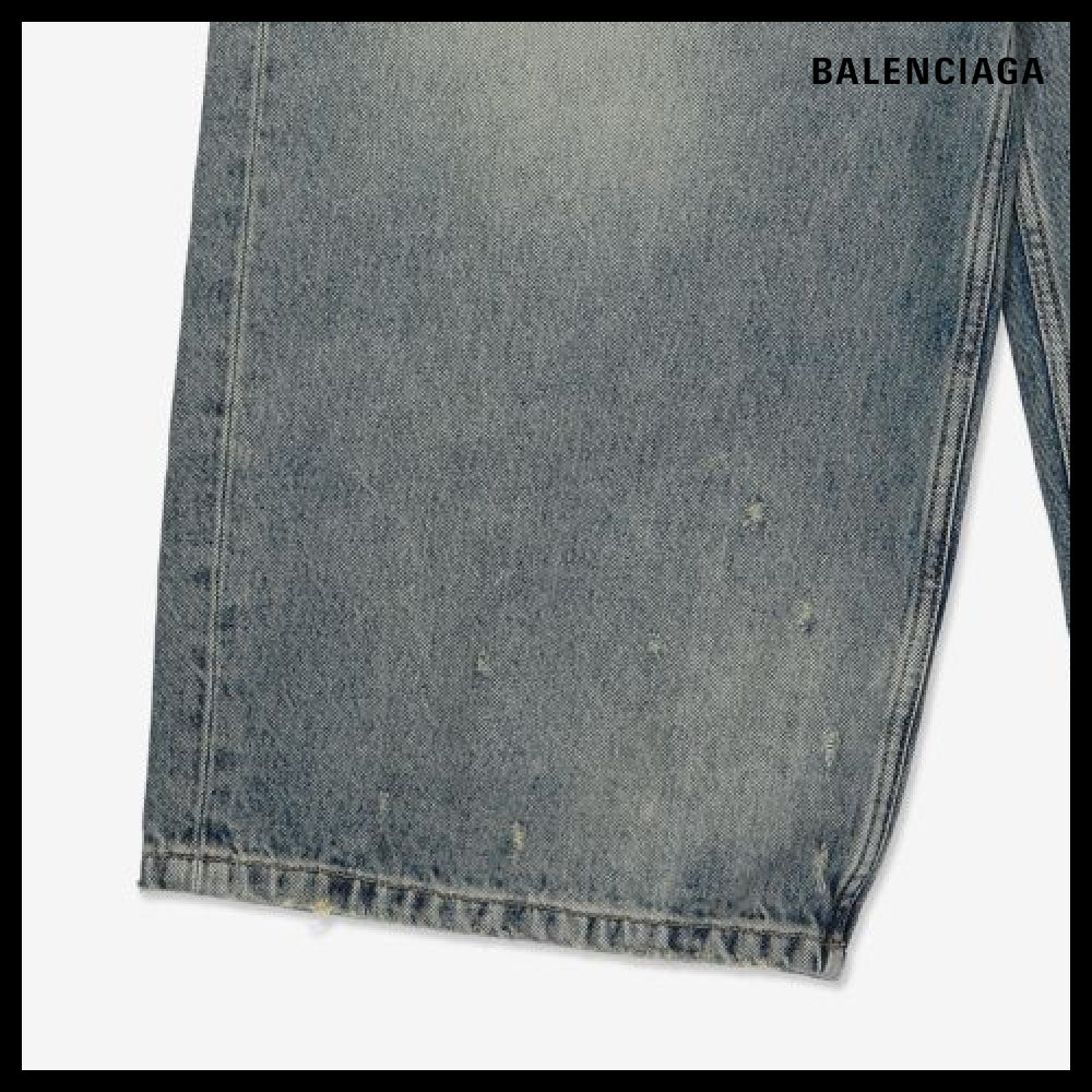 【BALENCIAGA】Low Crotch Denim Pants Blue Rust