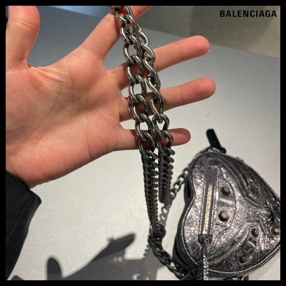 【BALENCIAGA】Metallic Lambskin Mini Heart Shoulder Bag