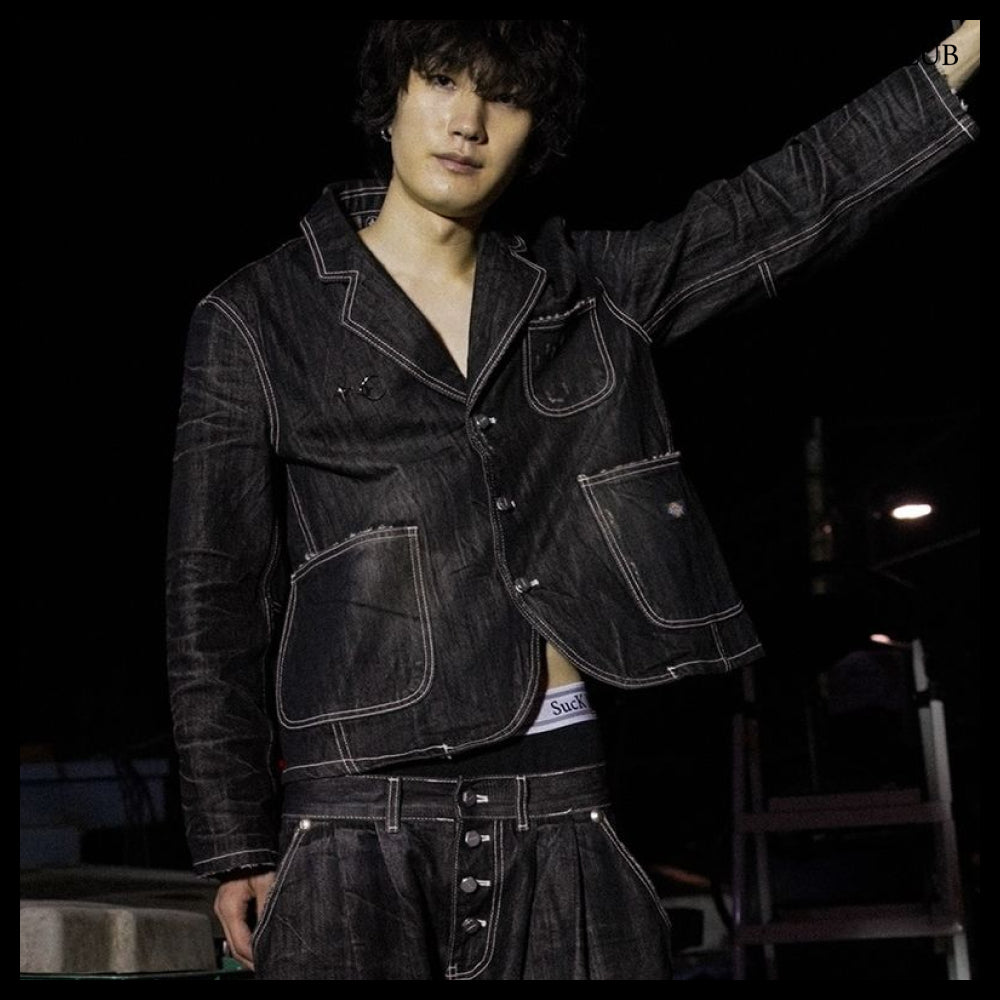 【Dickies X Thug Club】Washed Denim Blazer Jacket (2 Colors)
