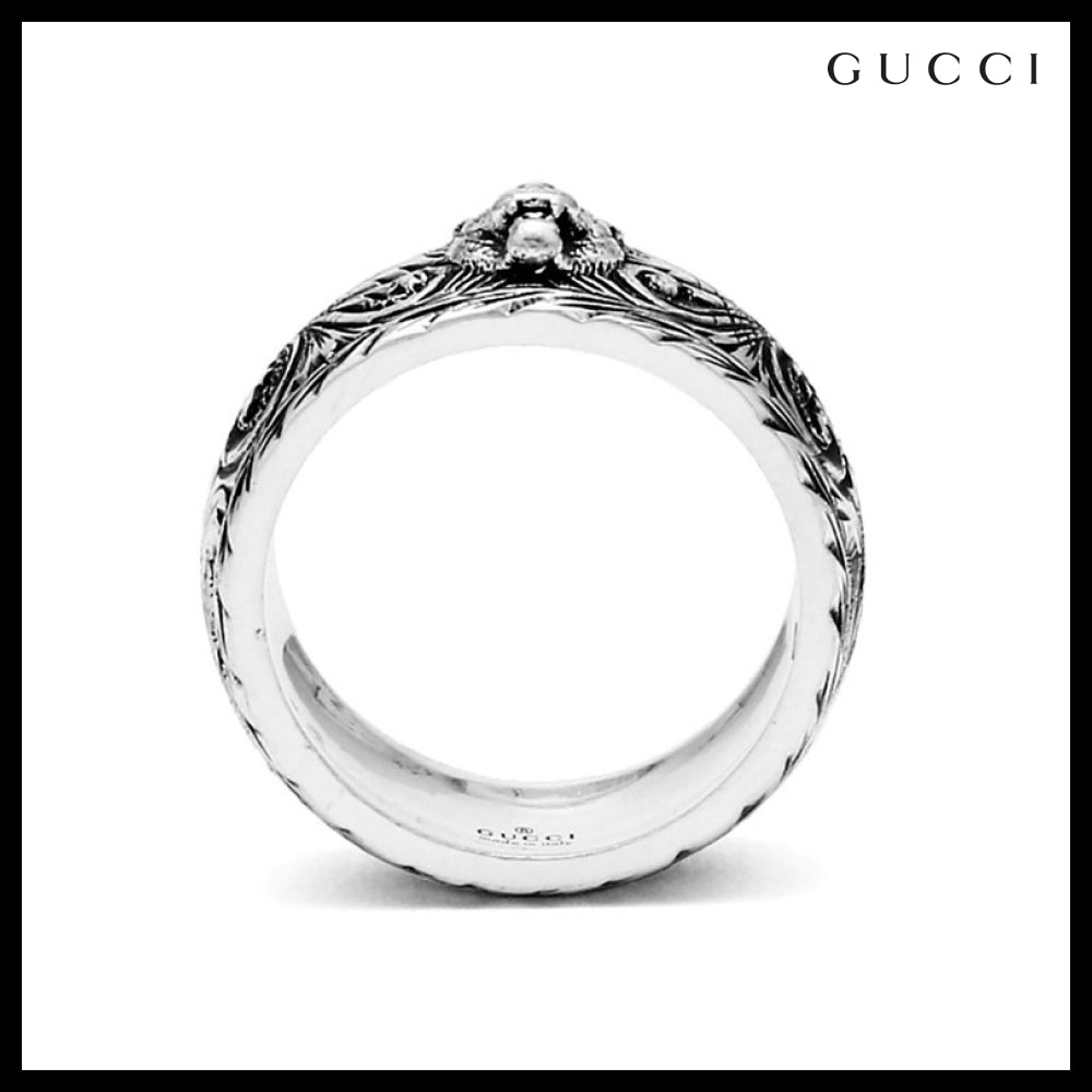【GUCCI】GARDEN FELINE Garden Feline Head Metal Ring SILVER