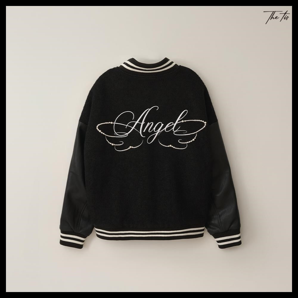 【The tis】Angel Pearl Varsity Jacket 2Colors
