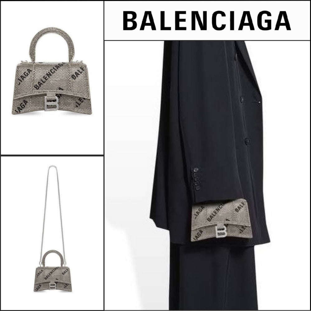 【BALENCIAGA】Hourglass XS Handbag Chain Allover Logo