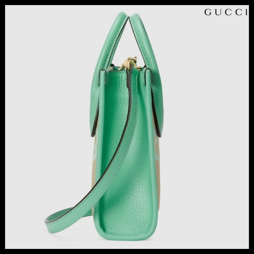 【GUCCI 】Jumbo GG Logo Mini Tote Bag BEIGE MINT