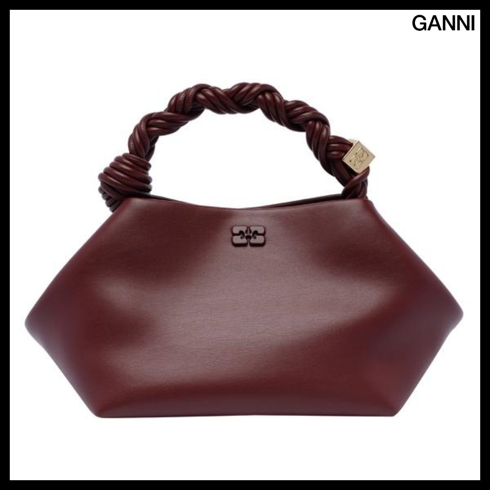 【GANNI】Burgundy Leather Shoulder Bag