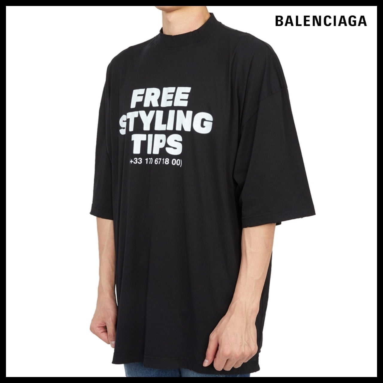 【BALENCIAGA】Styling Hotline T-Shirt Large Fit Black