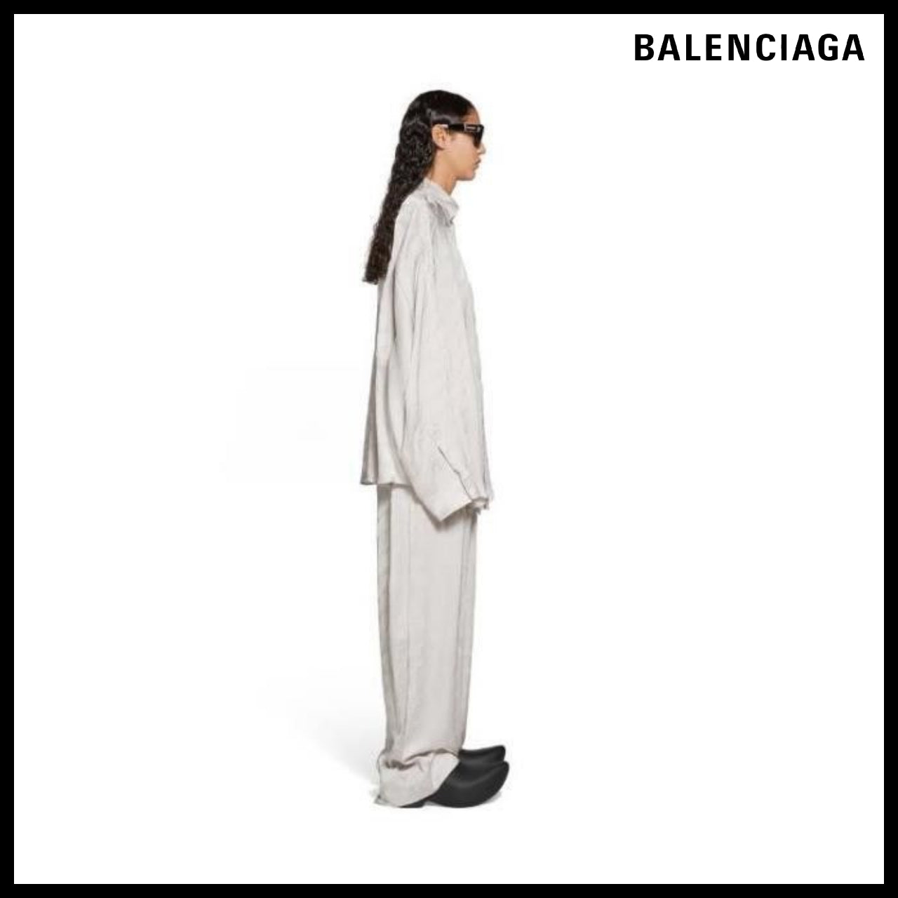 【BALENCIAGA】BB Monogram Twisted Sleeve Shirt Grey