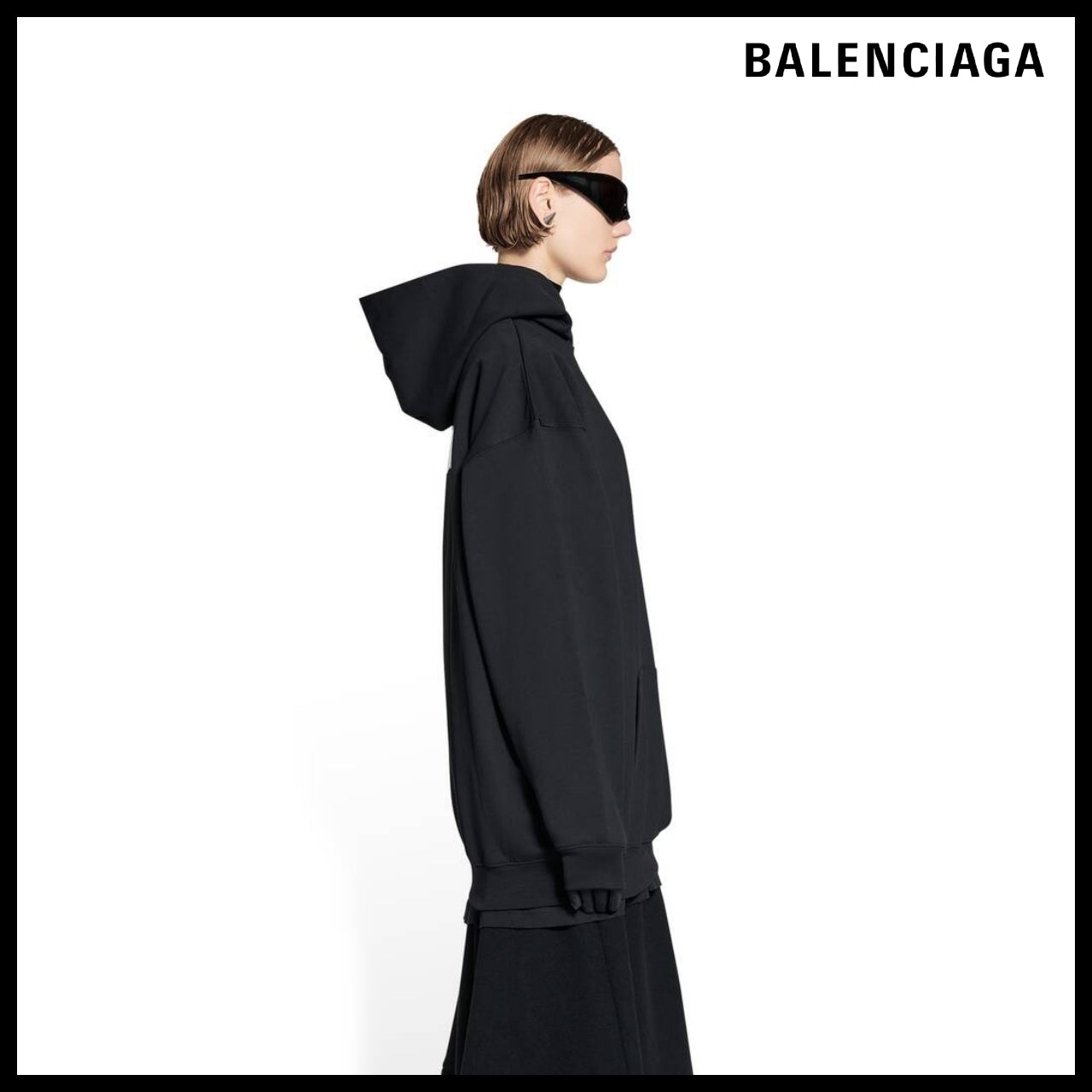 【BALENCIAGA】Black Gaffer Hoodie Medium Fit