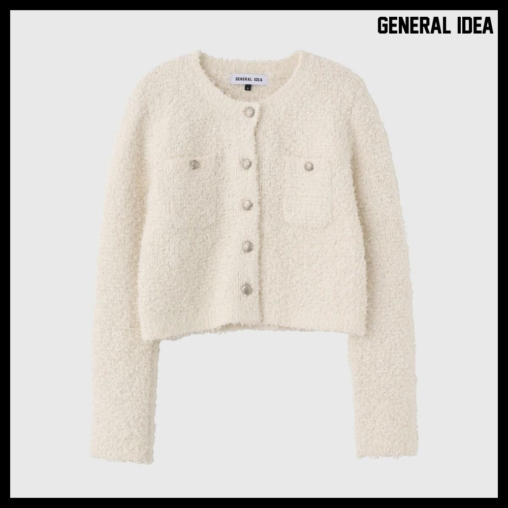 【GENERAL IDEA】Boucle Tweed Knit Jacket IVORY