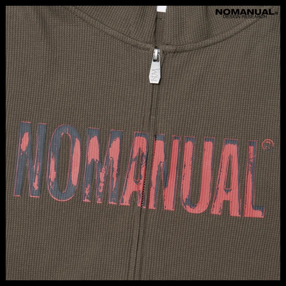 【NOMANUAL】NM WAFFLE HOODED ZIP UP 2 Colors