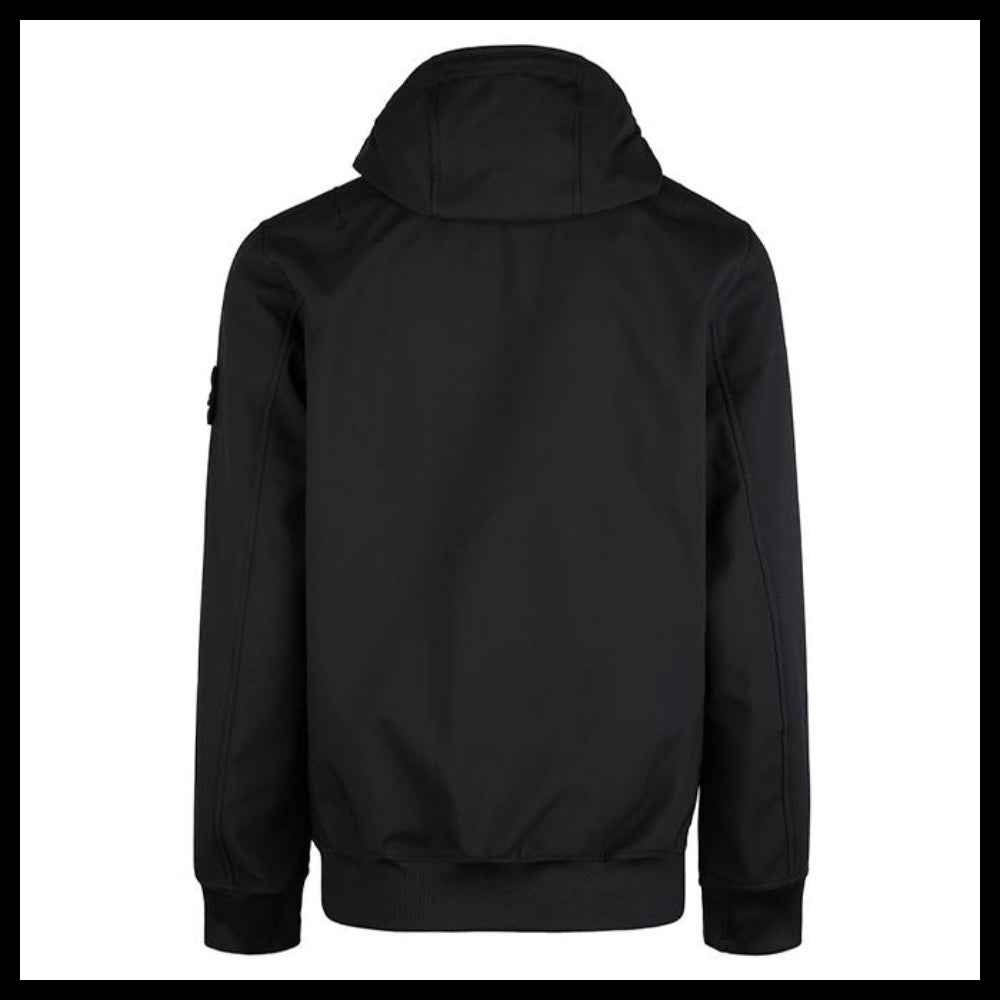 【Stone Island】Soft Shell Hooded Jacket Black