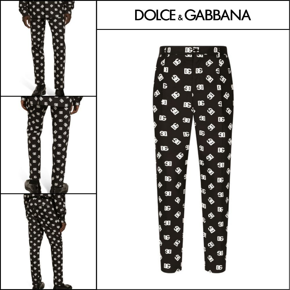 【Dolce & Gabbana】POPLIN PANTS WITH DG LOGO PRINT