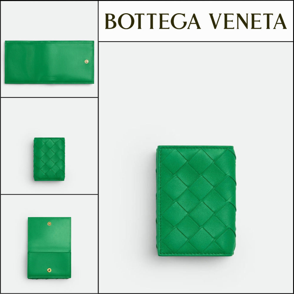 【Bottega Veneta】 Tiny Trifold Zip Wallet Parakeet