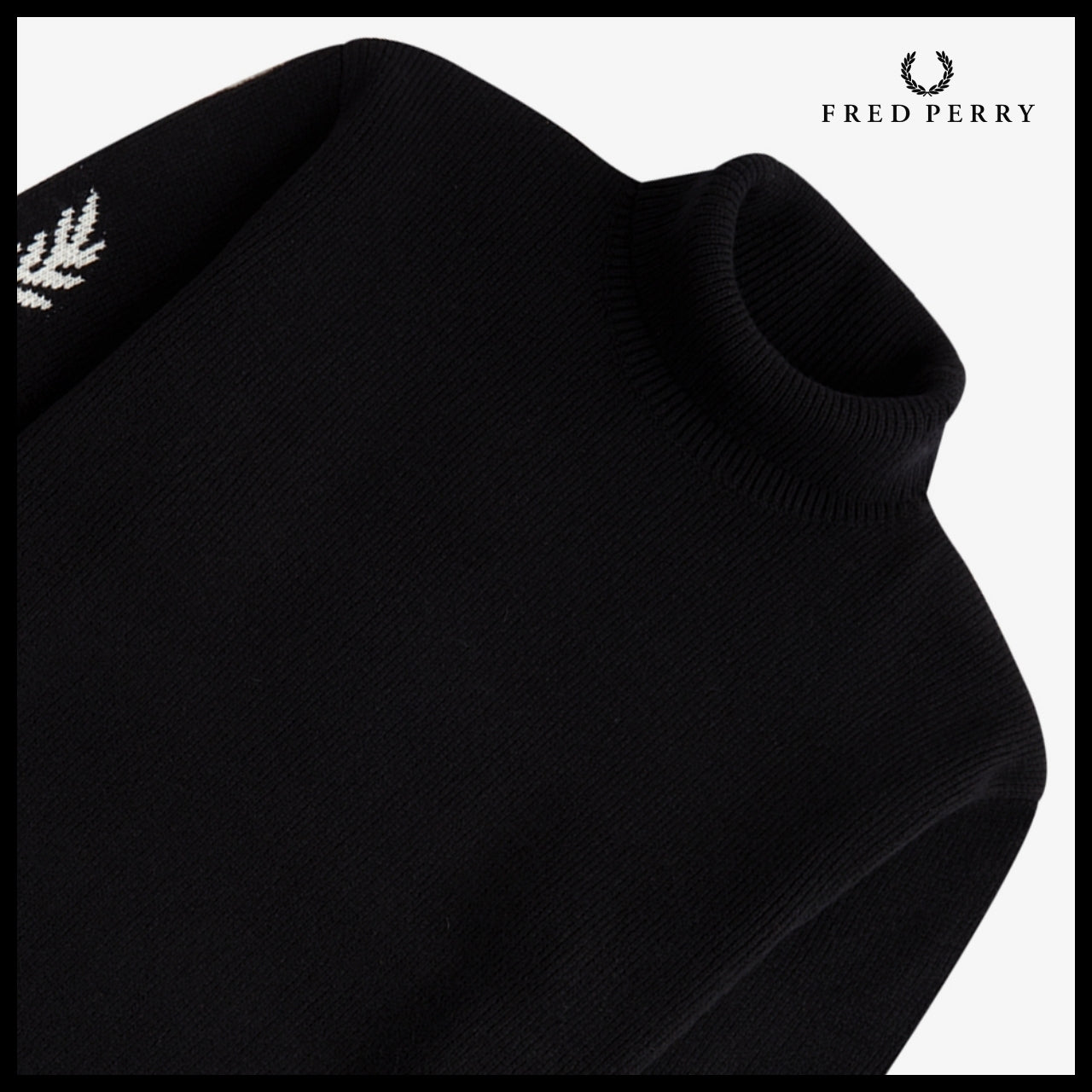 【FRED PERRY】Laurel Wreath Roll Neck Knit Black