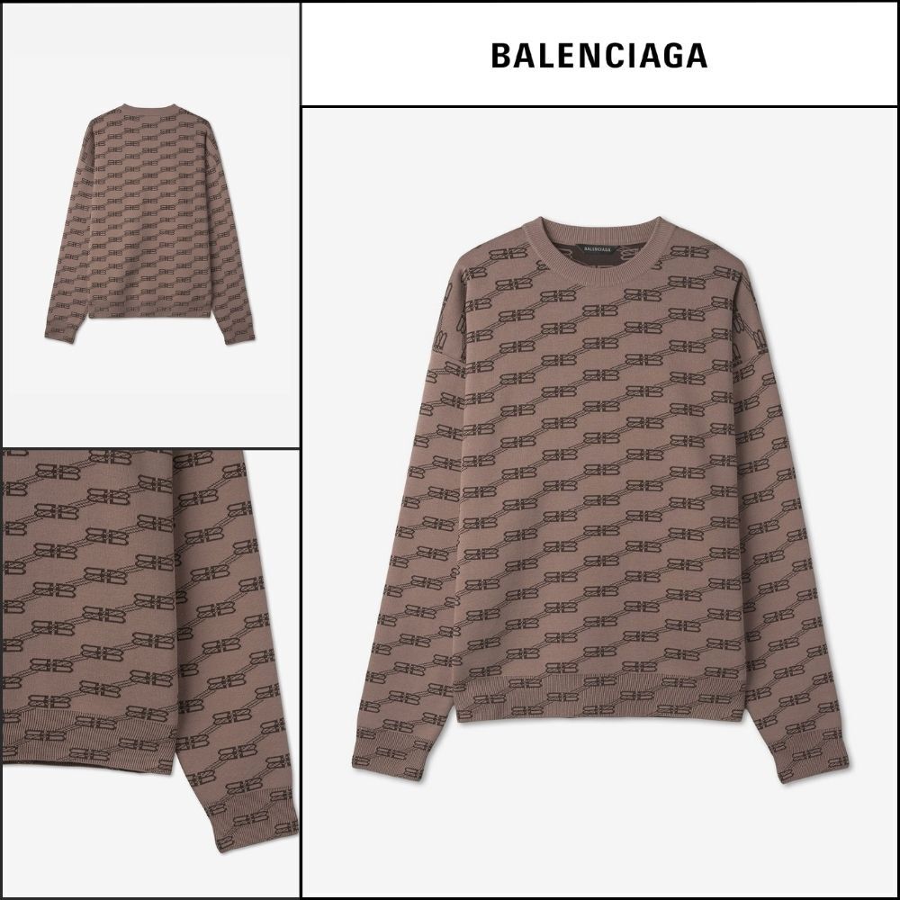 【BALENCIAGA】BB All-Over Knit Brown