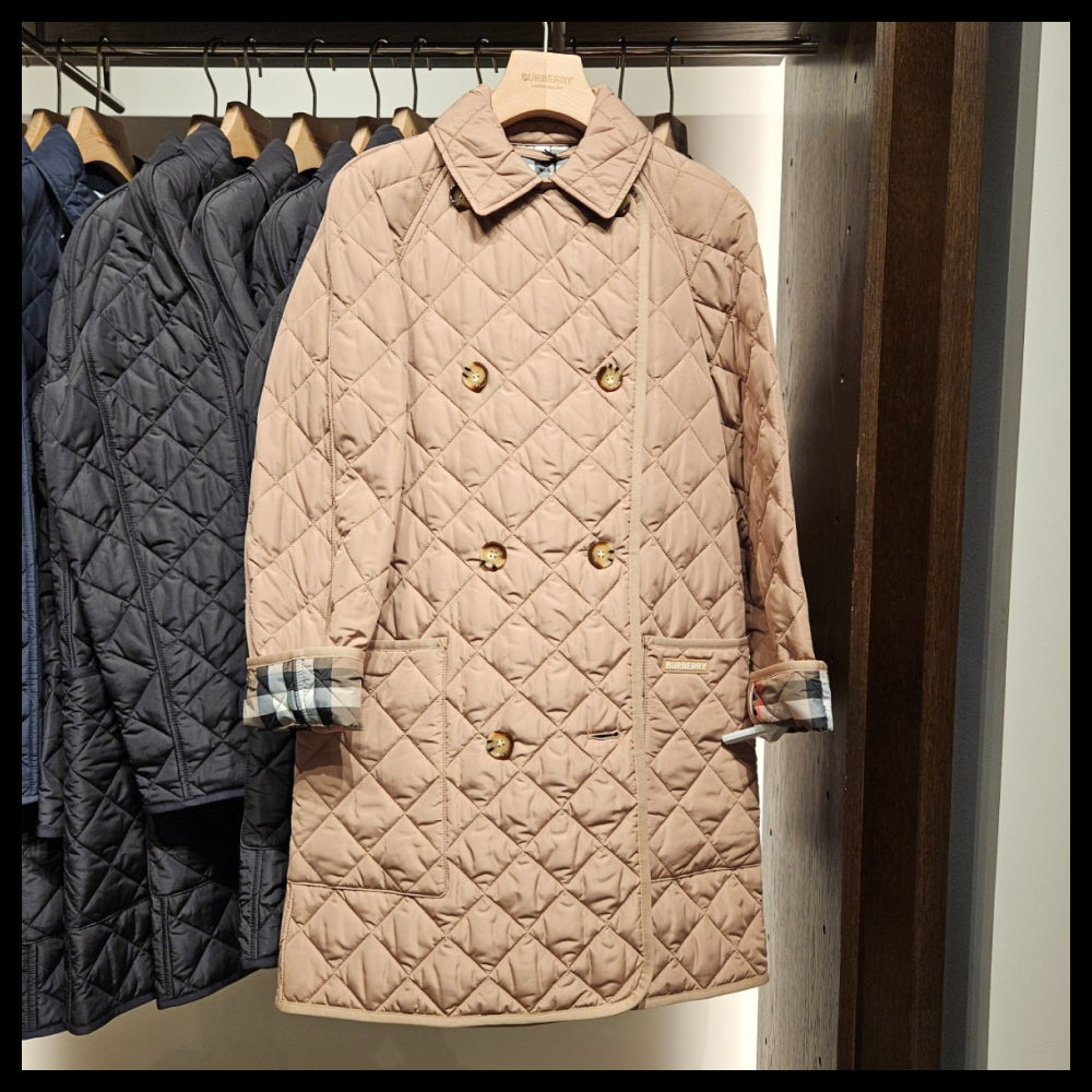 【BURBERRY】New Teyting long quilted women’s jacket camel