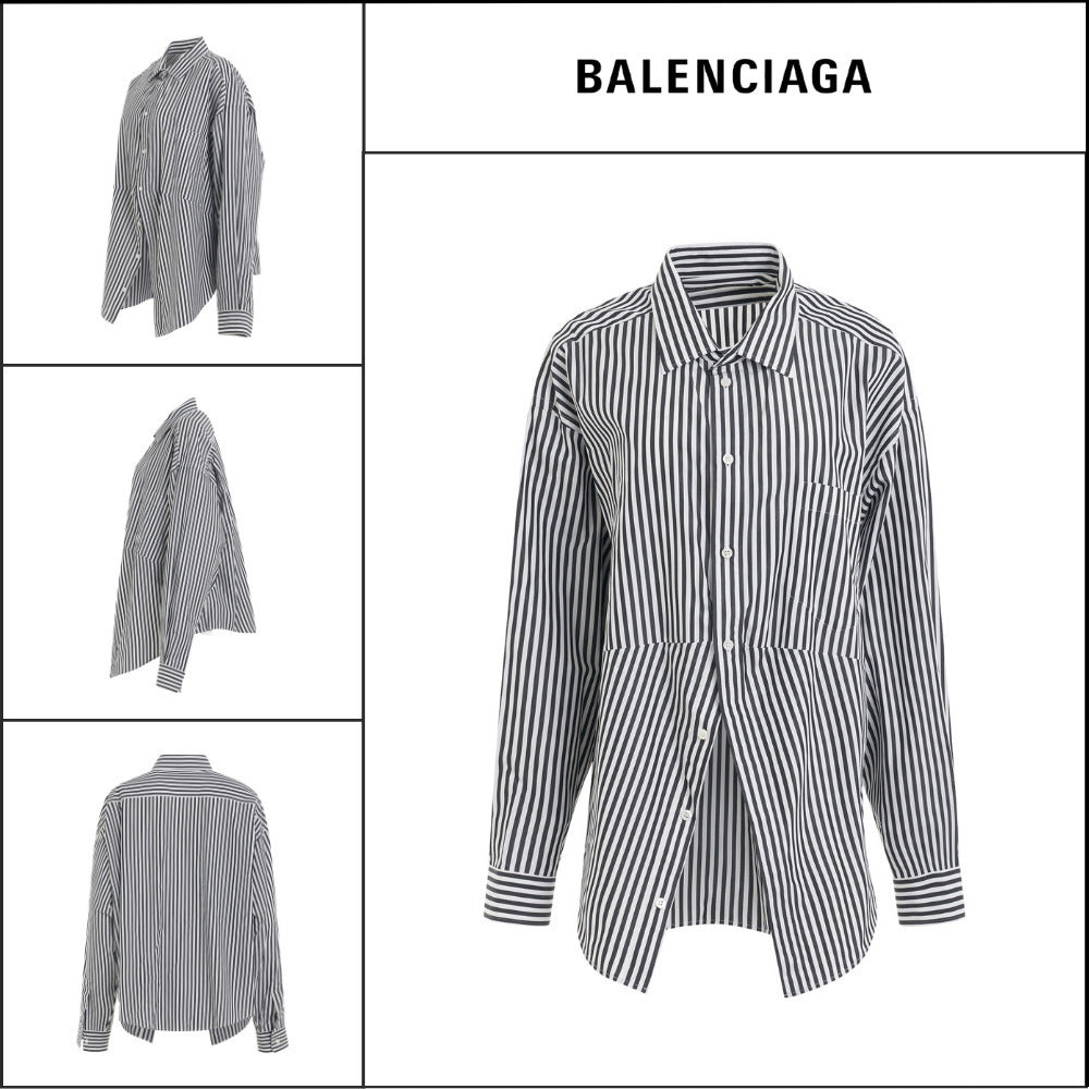 【BALENCIAGA】Swing Shirt Large Fit Black White