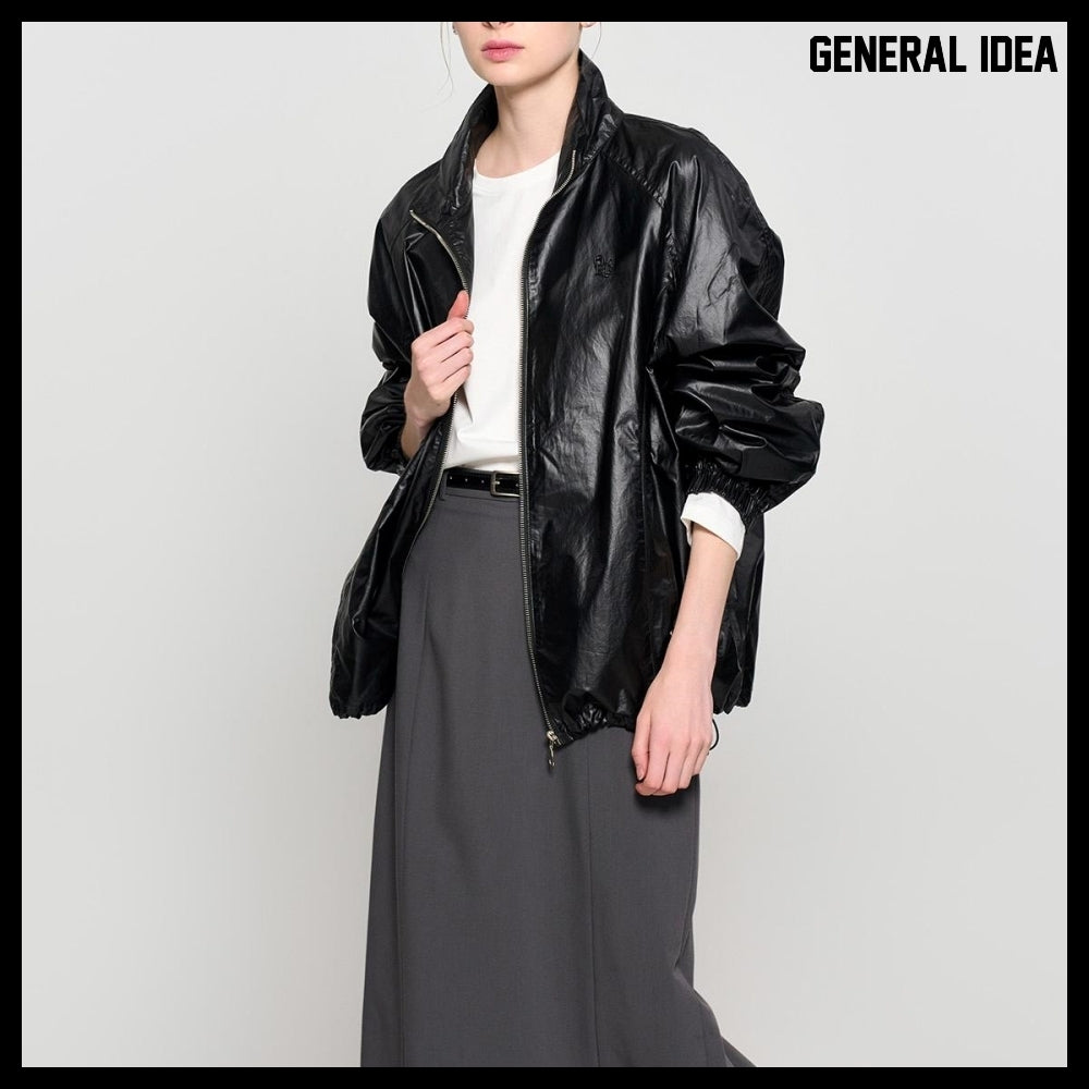 【GENERAL IDEA】Glossy Coating Jumper - Black