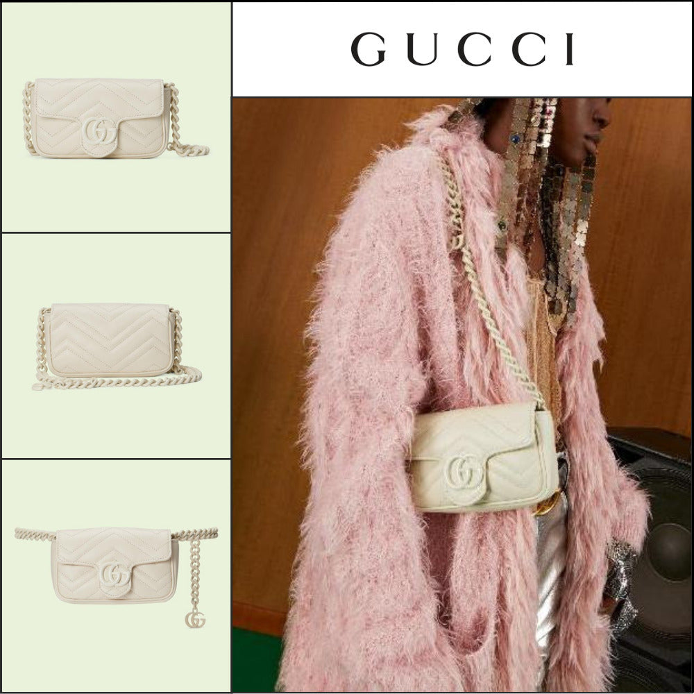 【GUCCI】GGマーモントマトラッセシェブロンキルティンバッグ