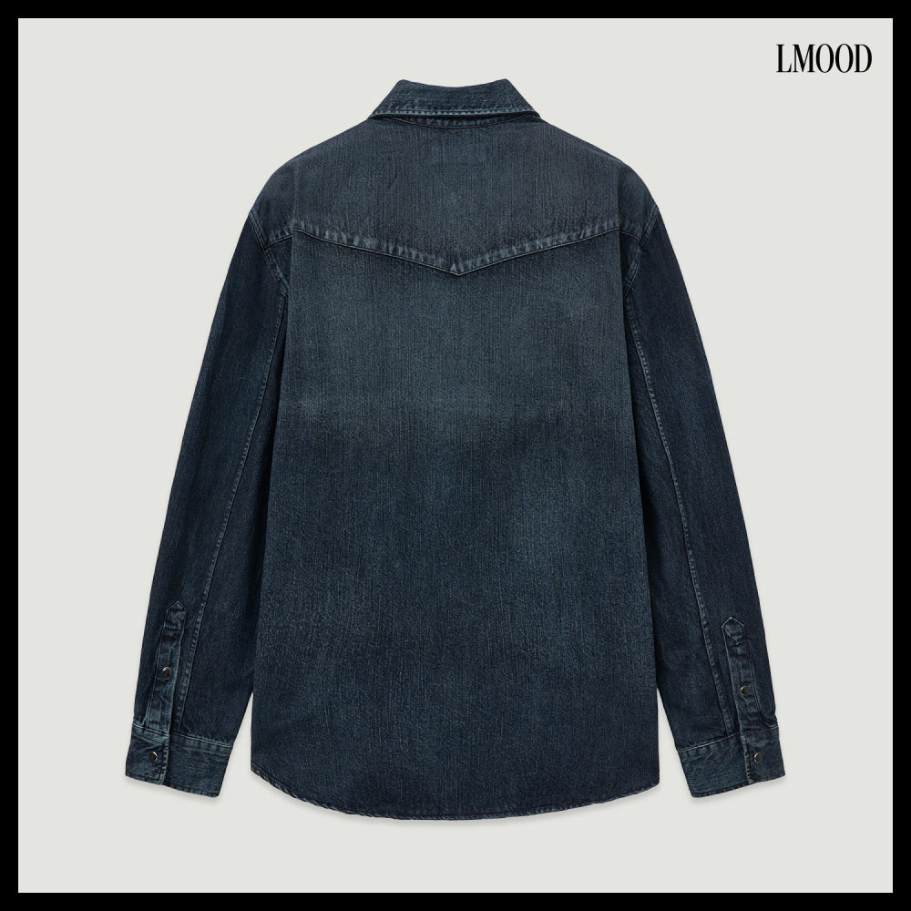 【LMOOD】Leo Western Denim Shirt Midnight Blue