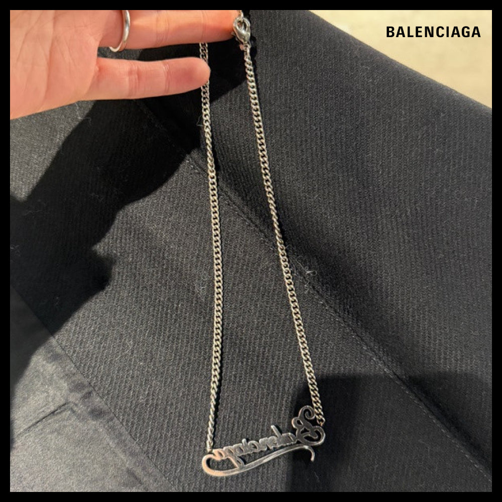 ★BALENCIAGAアウトレット セール ★TYPO Logo Necklace Silver