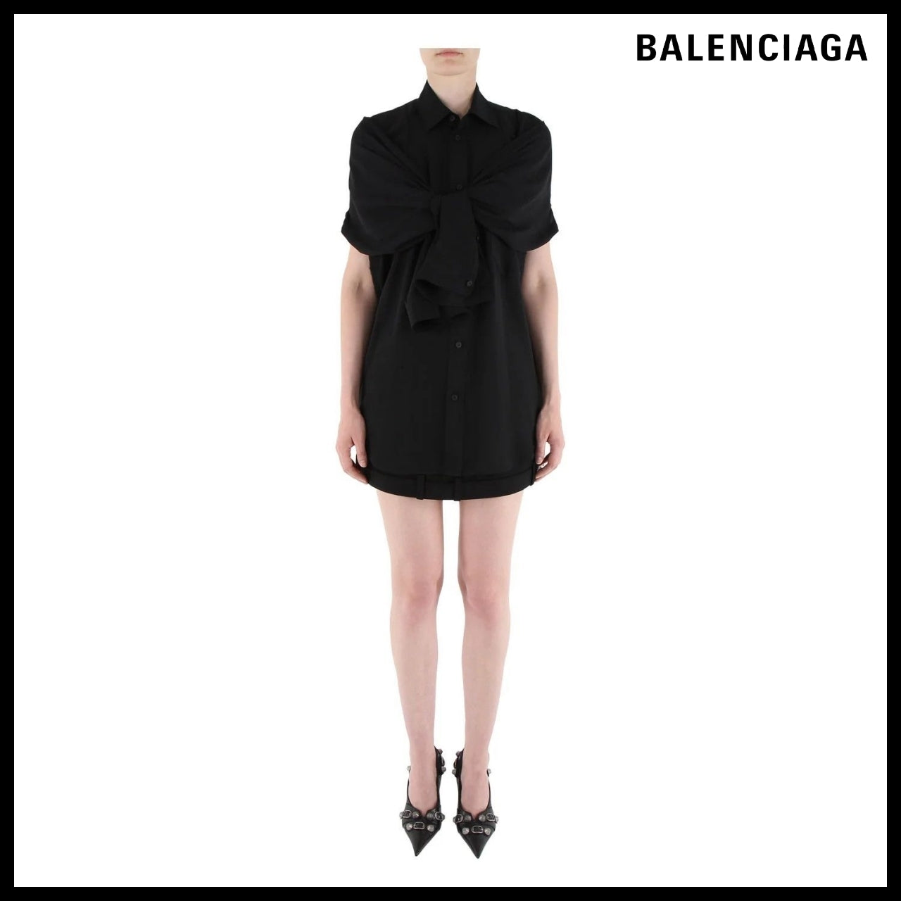 【BALENCIAGA】Sleeveless Knotted Shirt Black