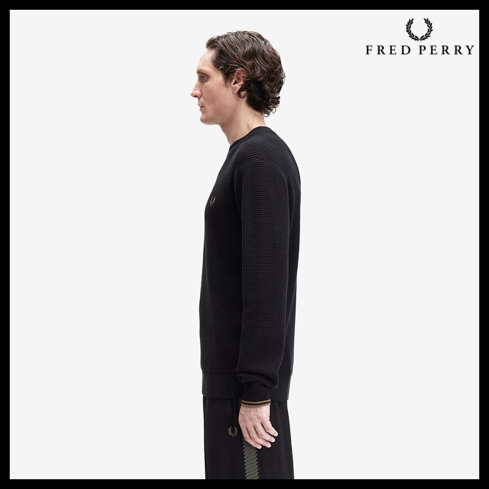 ◆FRED PERRY◆ ニット Knit Black ワッフル ロゴ