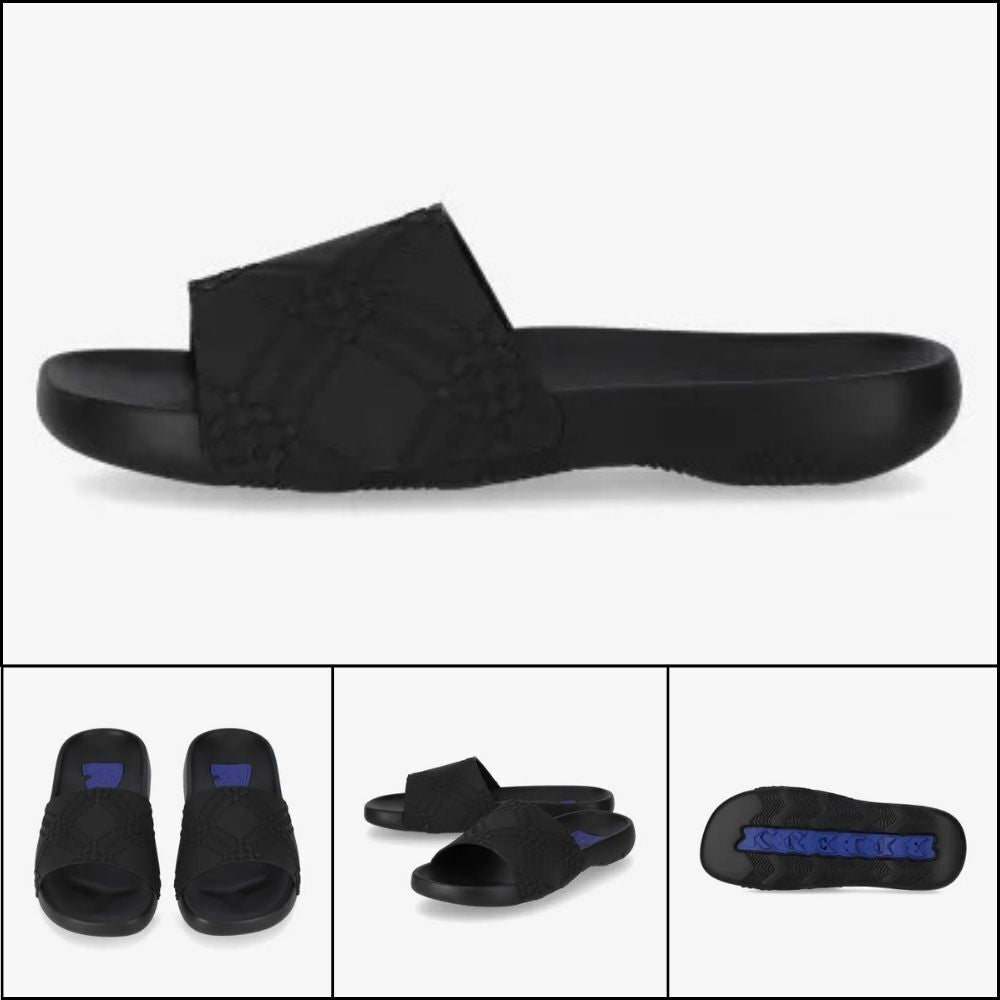【Burberry】Check Dive Slide Black