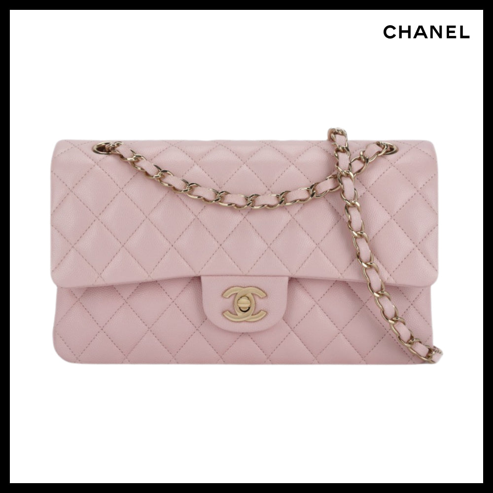 【CHANEL】Medium Classic Handbag Grained Shiny Calfskin