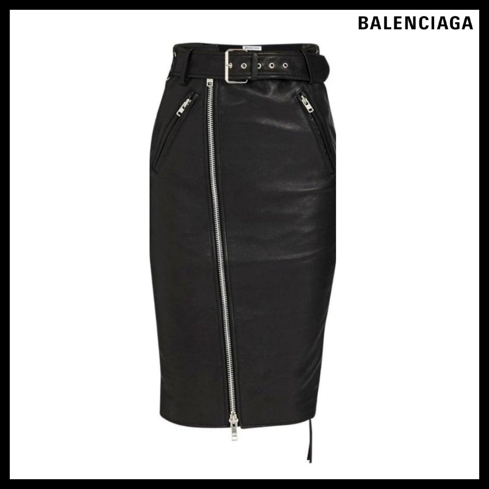 【Balenciaga】Leather Pencil Skirt