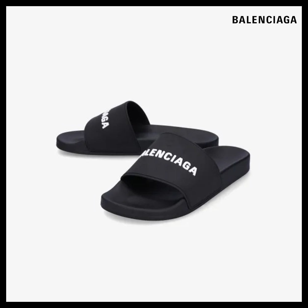 【BALENCIAGA】Logo Full Slide Black White