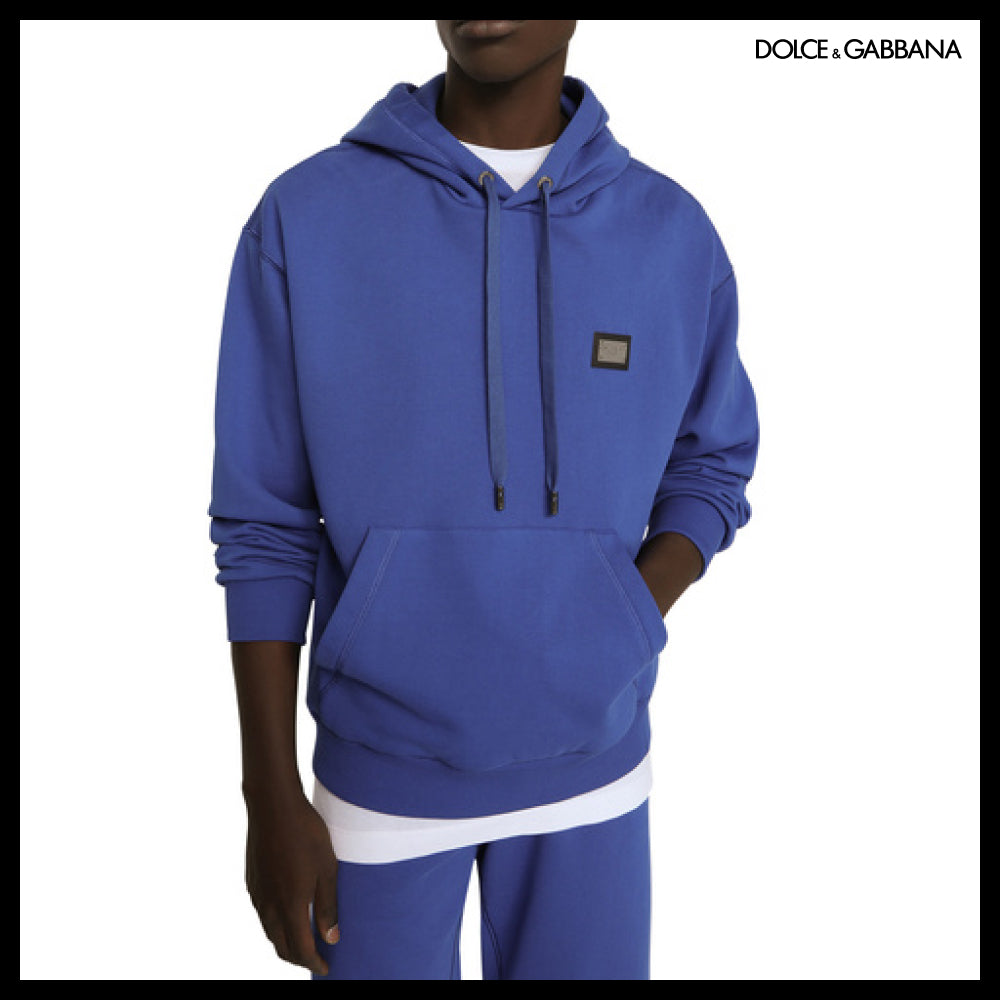 【Dolce & Gabbana】JERSEY HOODIE WITH BRANDED TAG Essential