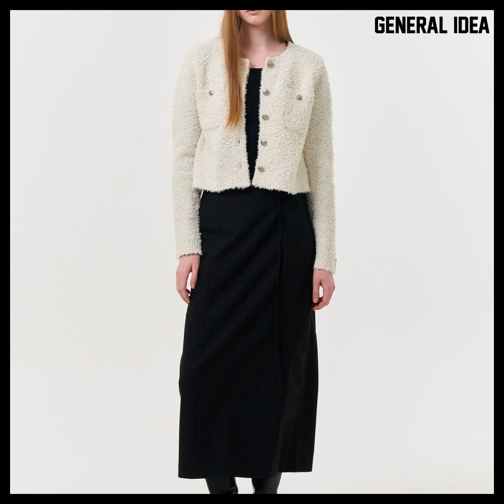【GENERAL IDEA】Boucle Tweed Knit Jacket IVORY