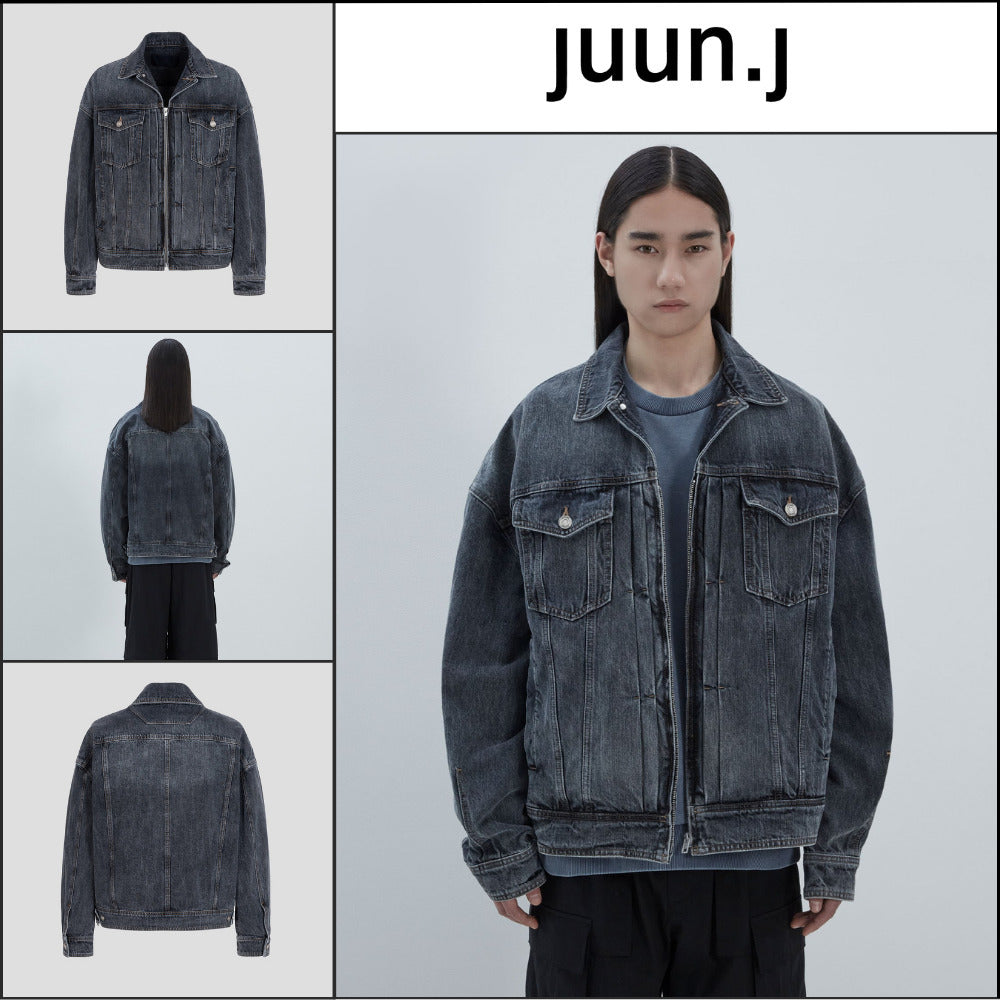 【JUUN.J】CORE Denim Zipper Detail Trucker Ash