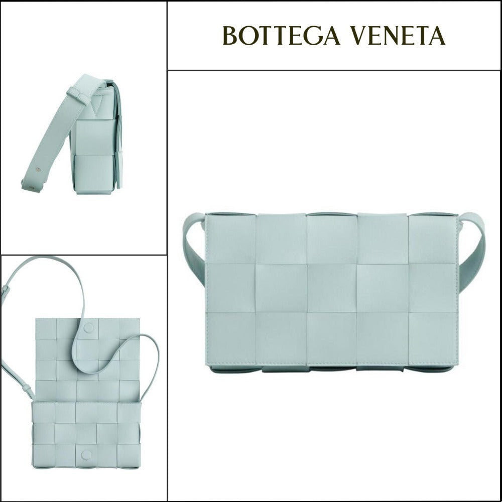 【BOTTEGA VENETA】Lambskin Leather Cassette Bag Teal Washed