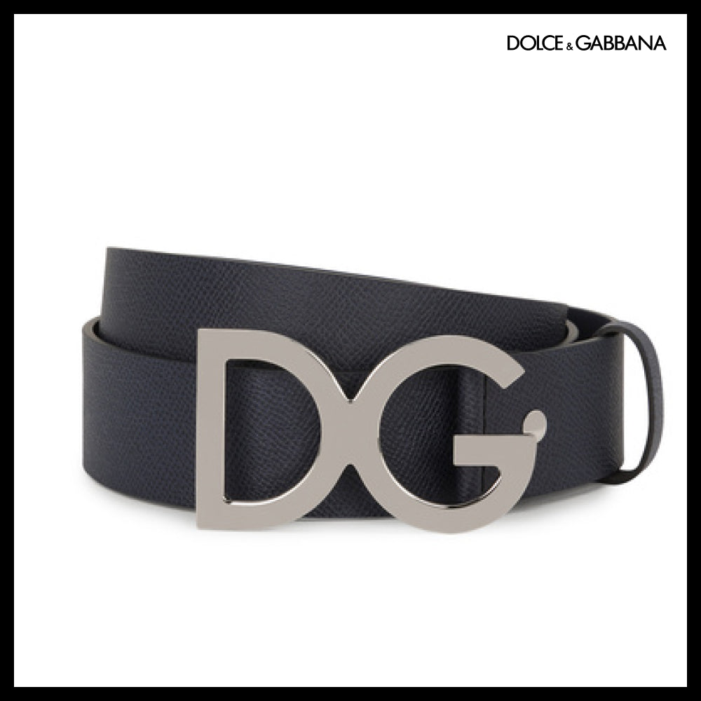 【Dolce & Gabbana】HAMMERED LEATHER BELT DG BUCKLE