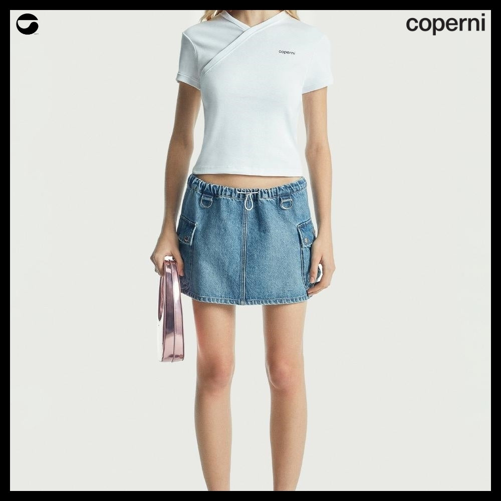 【Coperni】Womens V Neck Line T Shirt Optic White