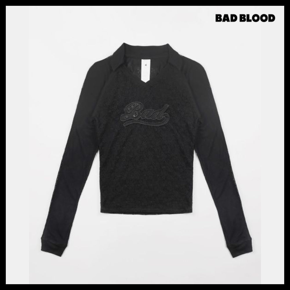 【BADBLOOD】Selena Lace Polo Top Black