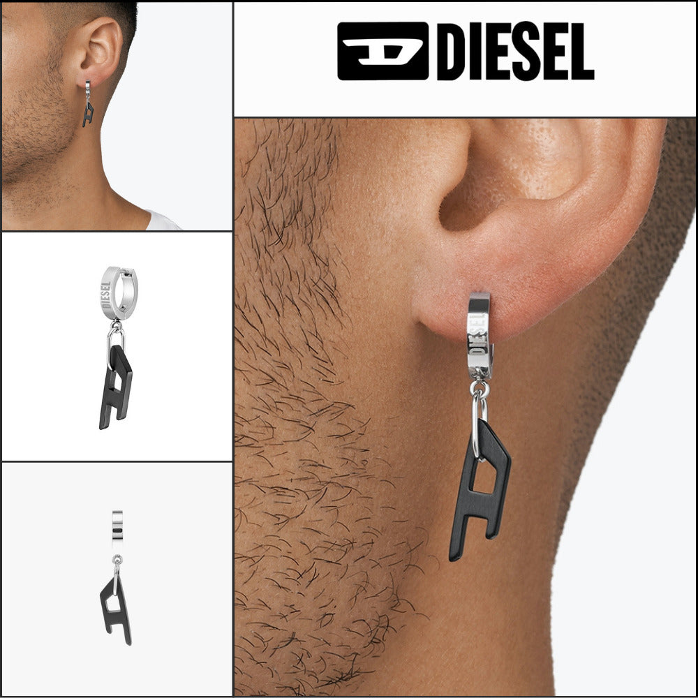【DIESEL】Two-Tone Hoop Earrings Set