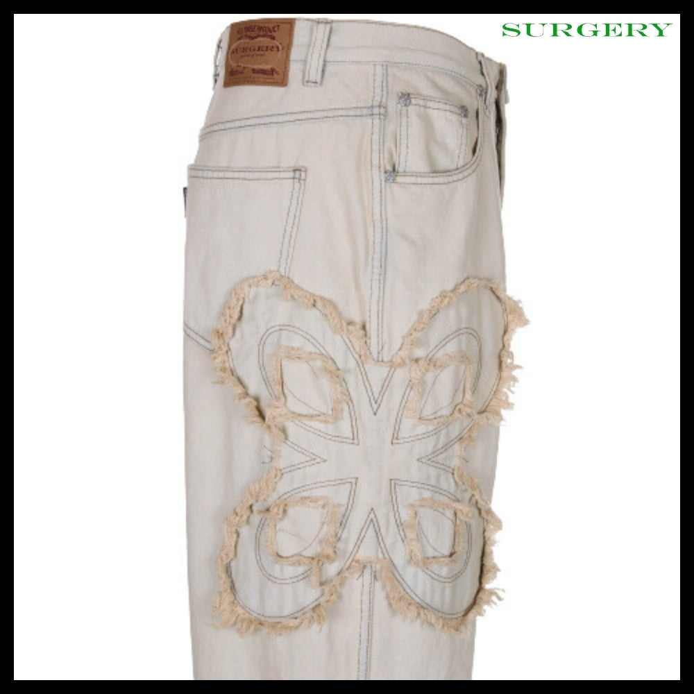 【SURGERY】CLOVER Logo Patch Jeans Cream