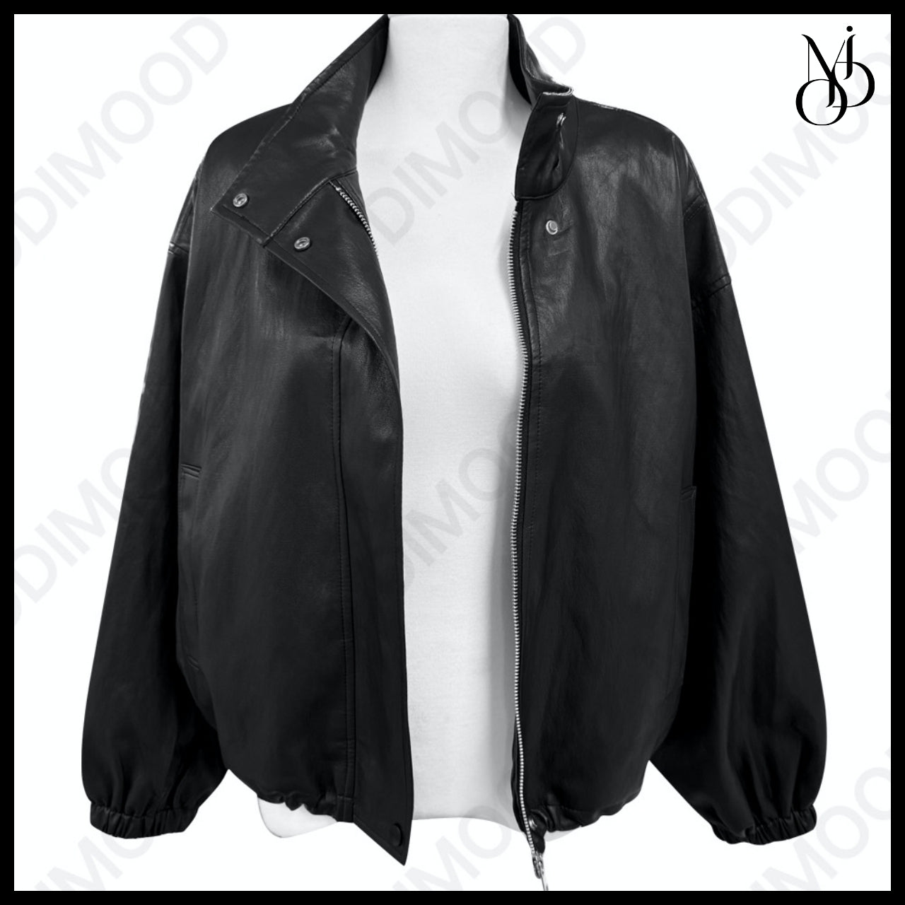 【MODIMOOD】Purple High Neck Leather Jacket 3 Colors