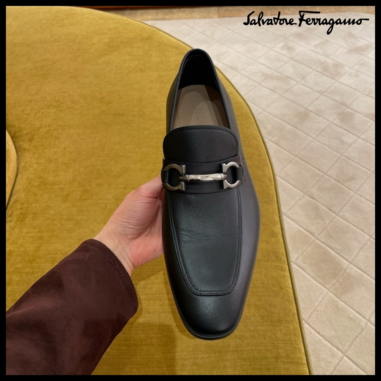 【FERRAGAMO】BENFORD GANCINI LEATHER LOAFERS BLACK