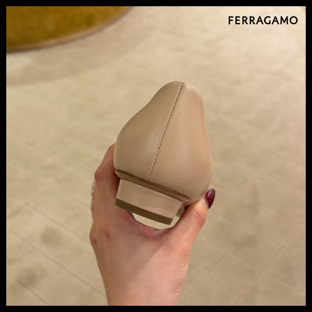 【FERRAGAMO】VIVA NEW VARA BOW BALLET FLATS NUDE