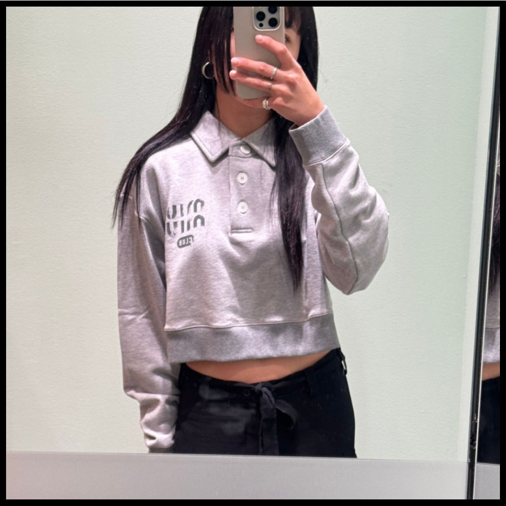 【MiuMiu】ポロシャツ コットンフリース スウェットシャツ