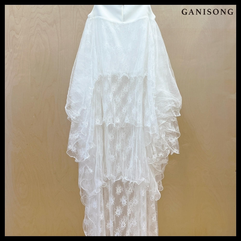 【GANISONG】Bridal Wave To Moon Dress White