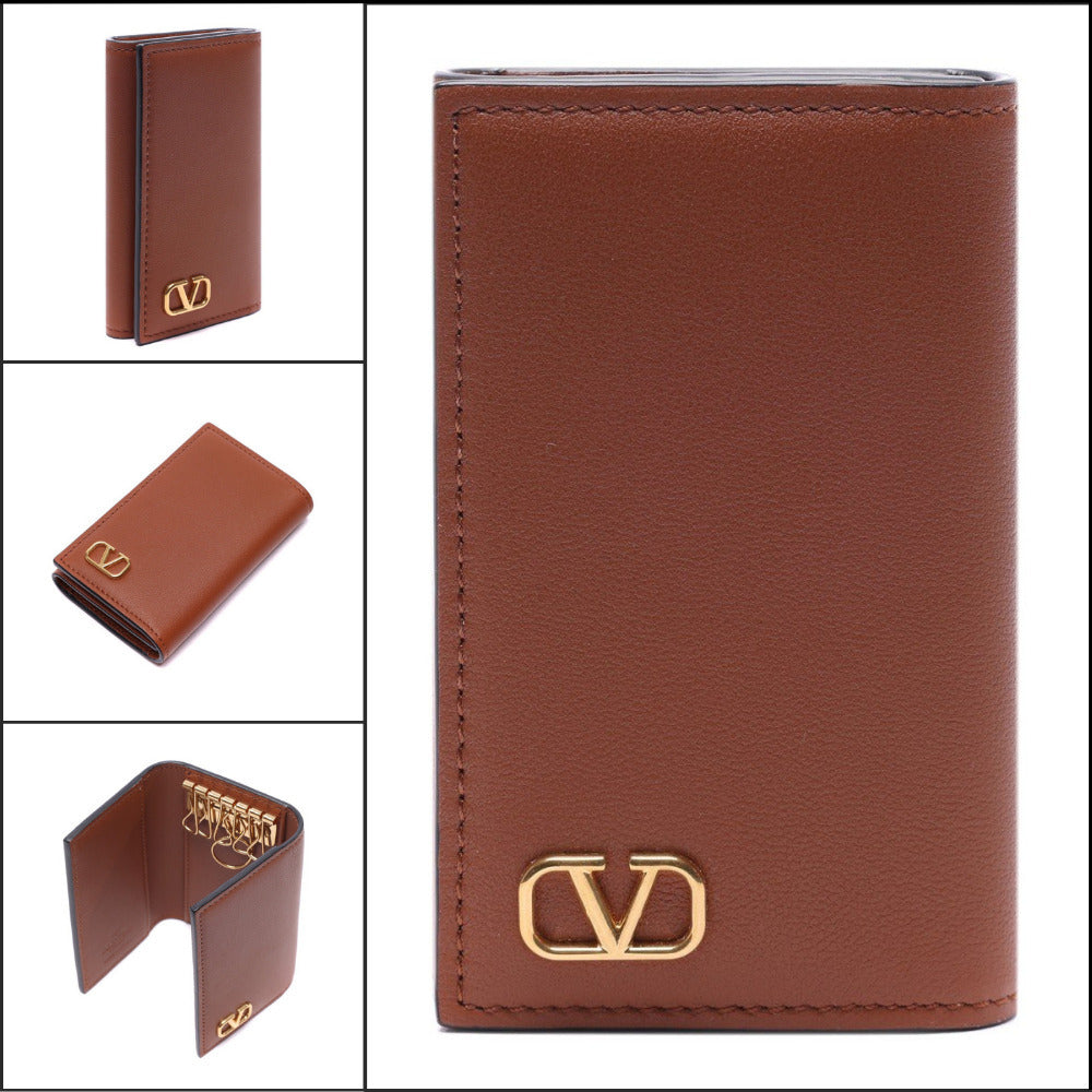 【Valentino】Men's VLogo Signature Key Wallet Logo Leather
