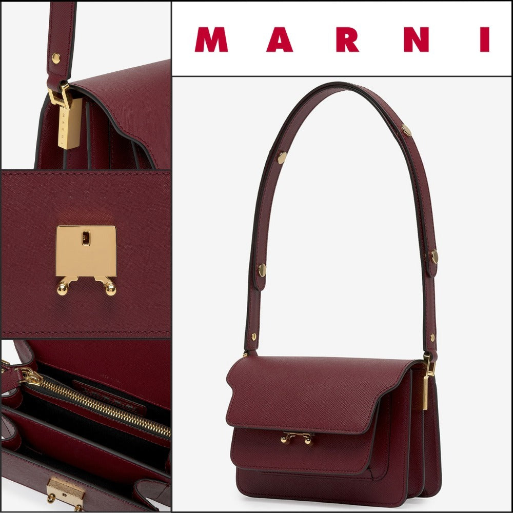 【MARNI】Mini Saffiano Leather Trunk Shoulder Bag